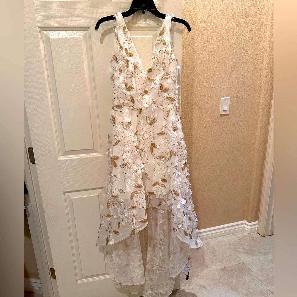 Brand new white high low evening gown